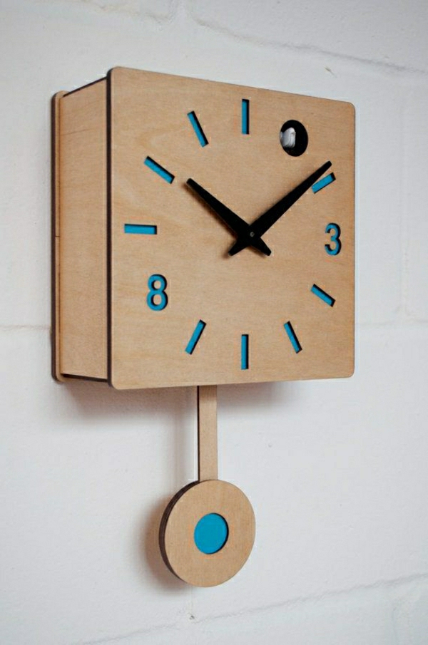 घड़ी-आउट लकड़ी - क्रिएटिव दीवार डिजाइन के साथ-शांत दीवार घड़ी