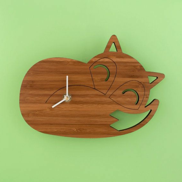 Ρολόι τοίχου-από-ξύλο-όπως-α-Cat ιδέα διακόσμησης