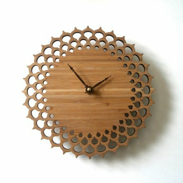 दीवार घड़ियों डिजाइन शानदार रचनात्मक-Wanddeko-से-लकड़ी