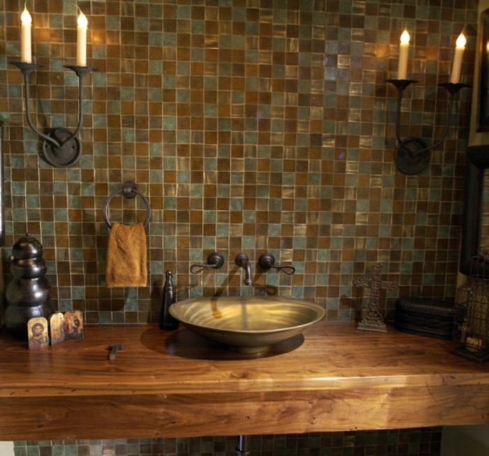 Sink-on-ξύλο πάνελ-από-μασίφ ξύλο ματαιοδοξία-αντίκες