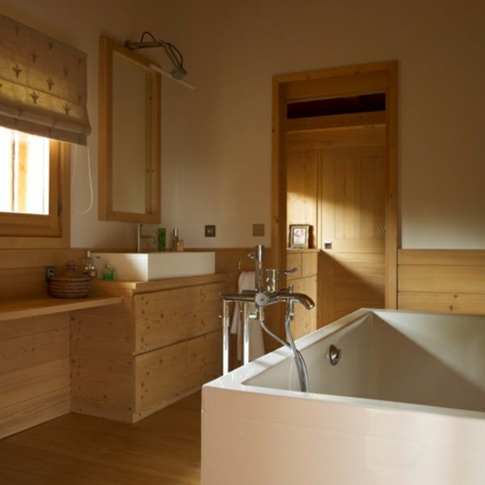 洗脸盆柜木质浴室，质朴