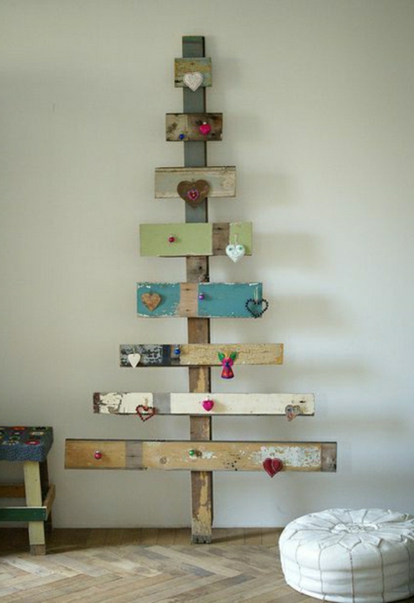 شجرة عيد الميلاد لوح خشبي فكرة الديكور