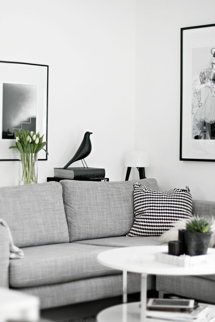 Living-graafinen sisätila-harmaa sohva kaunis-dekoartikel dekoratiivinen Dove