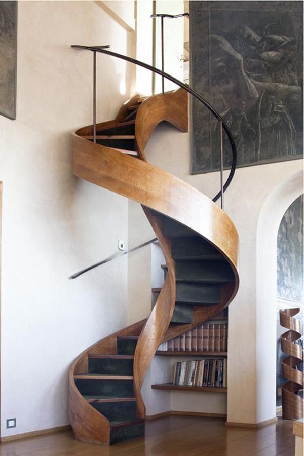 Υπέροχες Ιδέες-για-ένα-σύγχρονο-εσωτερική σκάλα-σπείρα ξύλο σκάλα