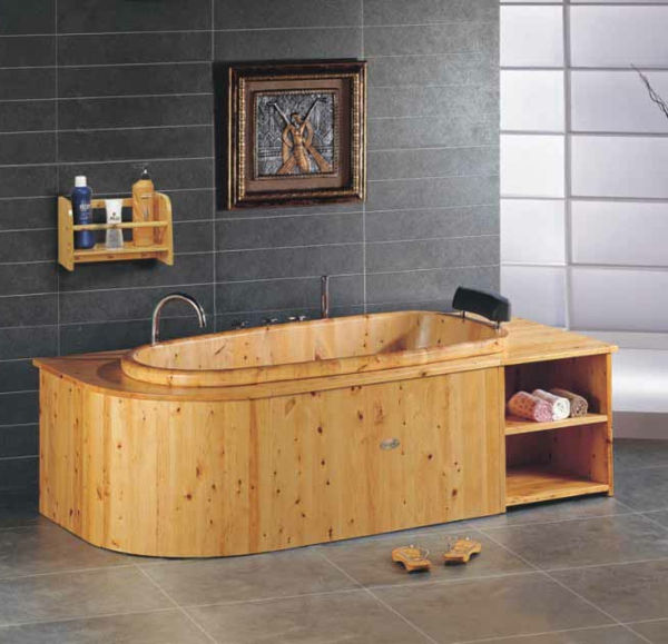 देवदार बाथटब लकड़ी इंटीरियर डिजाइन