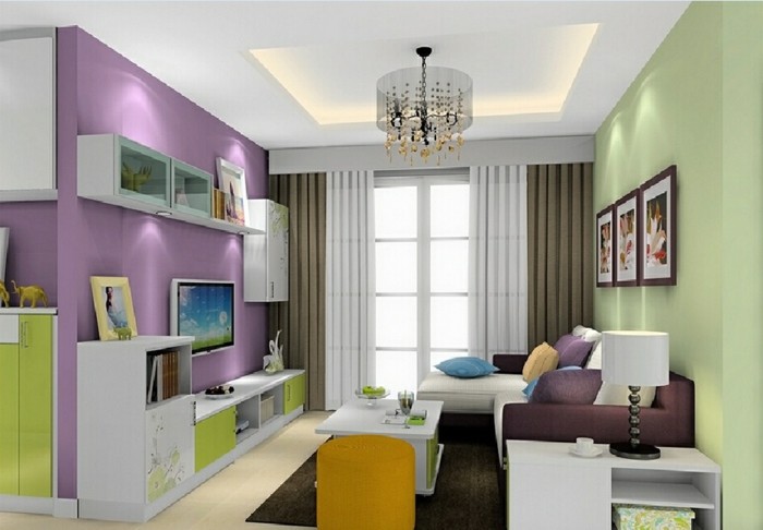 Decorar la habitación púrpura y verde