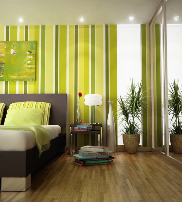 diseño de la habitación - tonos del color verde de la pared