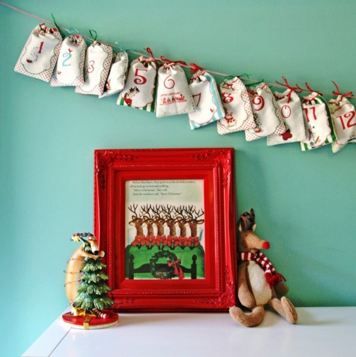 Adventskalender-खुद-मेकअप नीली दीवार महान डेको के लिए क्रिसमस