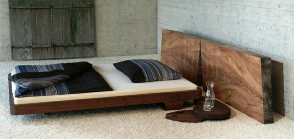 rustik العائمة سرير هيكل خشبي