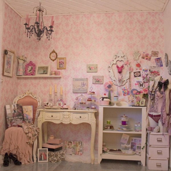सांवली गुलाबी दीवार का रंग गुलाबी कमरे में रहने वाले-विंटेज