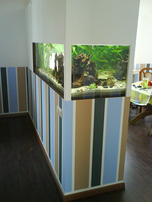 salle d'aquarium divider-a-wall-on-strip - à côté de la salle à manger