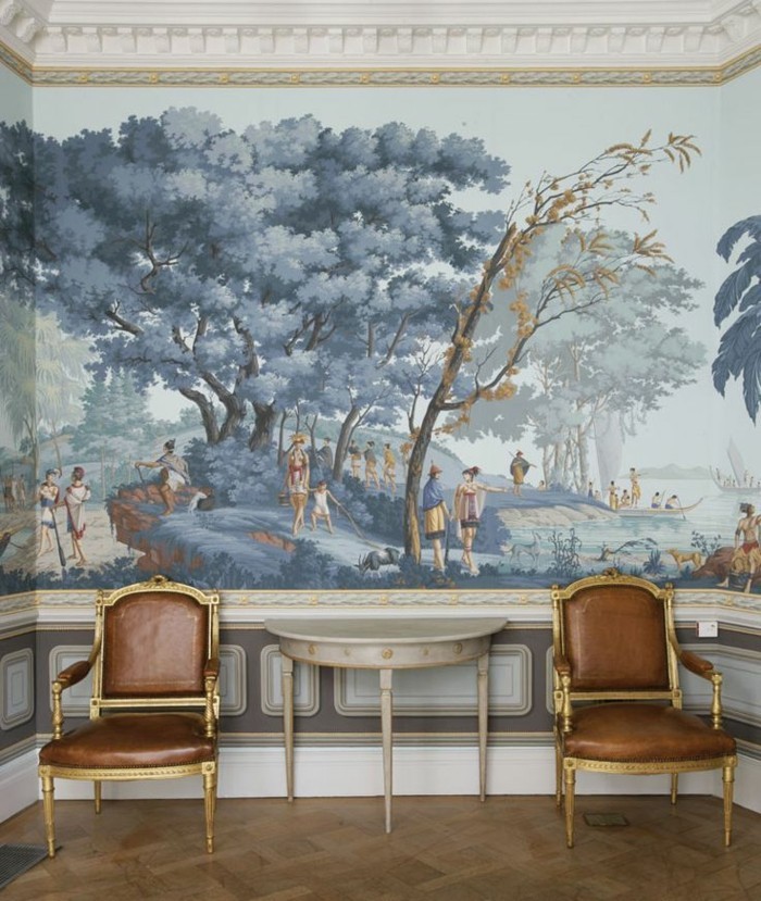 贵族室内唯一墙纸图案的历史主题，花式壁纸