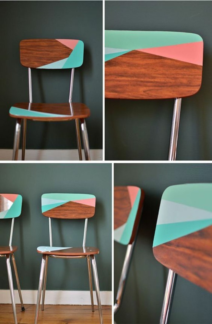 mistä vanhaan ja uuteen-make-puiset tuolit-with-geometrinen-luvut-maali