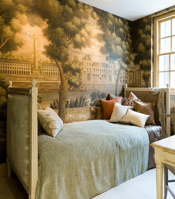 fancy-tapetti-in-makuuhuoneessa vuosikerta Flair aristokraattinen tunnelma