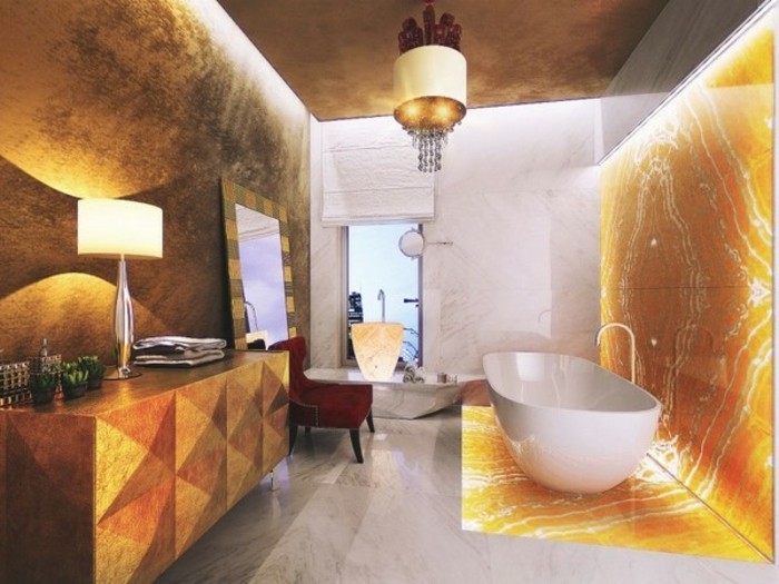 salles de bains-idées-super-luxe-salle de bains conception Chic-éclairage