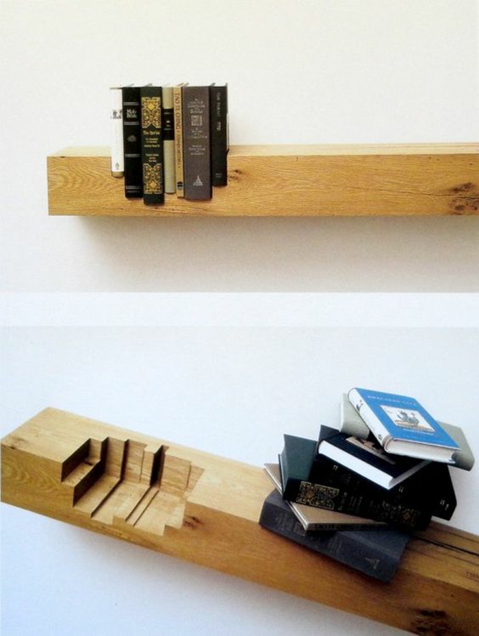 书架 - 拥有 - 累积holzstüch-许多书籍，DIY思路创意墙设计