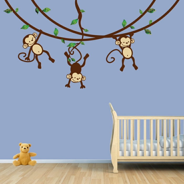 babyroom-дизайн-маймуноподобни картини върху стената