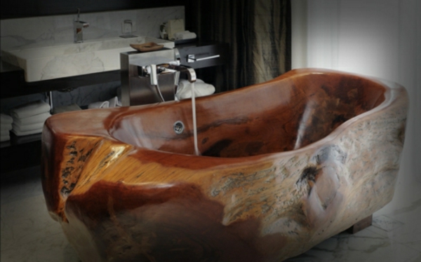 स्नान-लकड़ी विचार-डिजाइन-बाथरूम-गहरे रंग की लकड़ी-डिजाइन