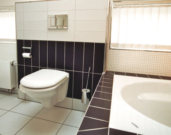 浴室 - collstede-zetel-oldenburg-wc浴缸 - 白色和黑色