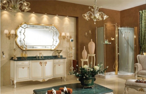 baño decoración espejo de lujo - hermosa araña