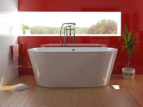 बाथरूम-gestalten_badewanne_rote-दीवार का रंग