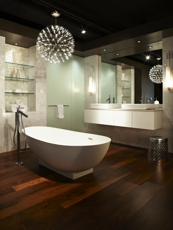 אמבטיה-רעיונות-אמבטית תאורה-ידי תקרה