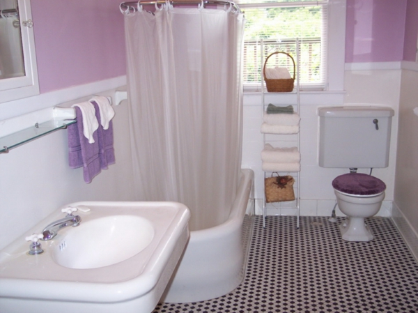 רעיונות אמבטיה סגול צבעים - וילונות בלבן