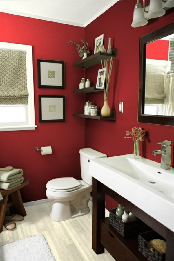 बाथरूम में लाल बाथरूम असबाब-बाथरूम डिजाइन बाथरूम सेट-einrichtugsideen-