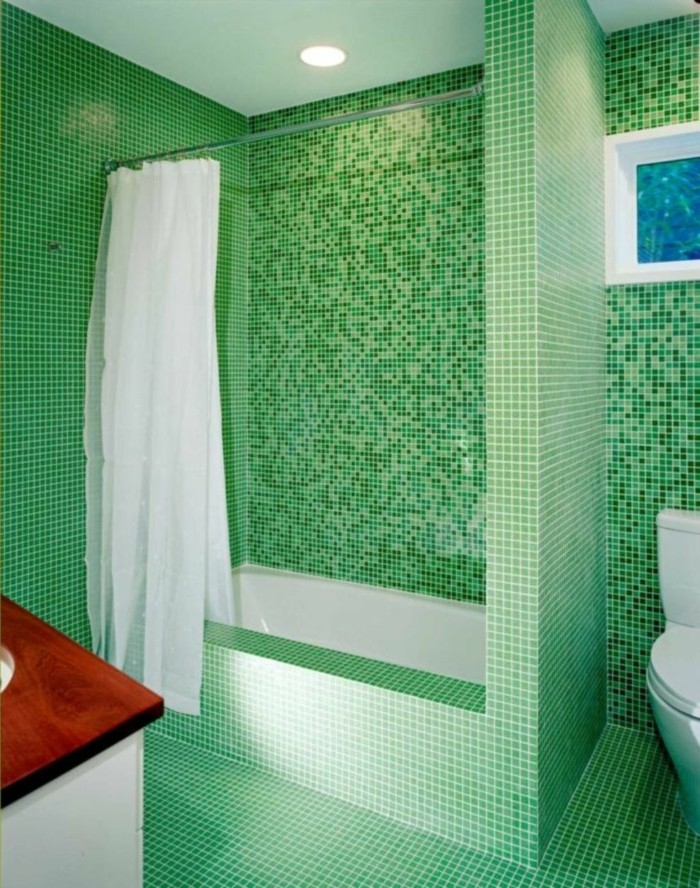 浴室，外观与马赛克新鲜 - 绿 -