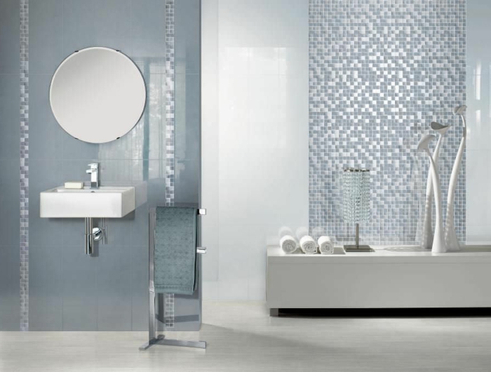 浴室与 - 镶嵌轮镜 - 上的壁