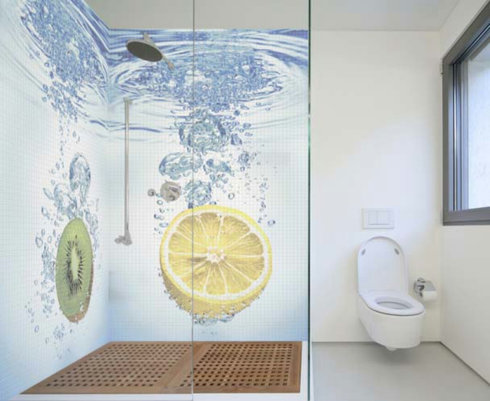 浴室，用马赛克超的想法，与柠檬的动机