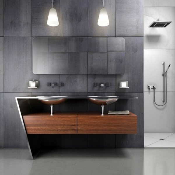 bathroom-propuestas-gray-wall-design - dos lámparas