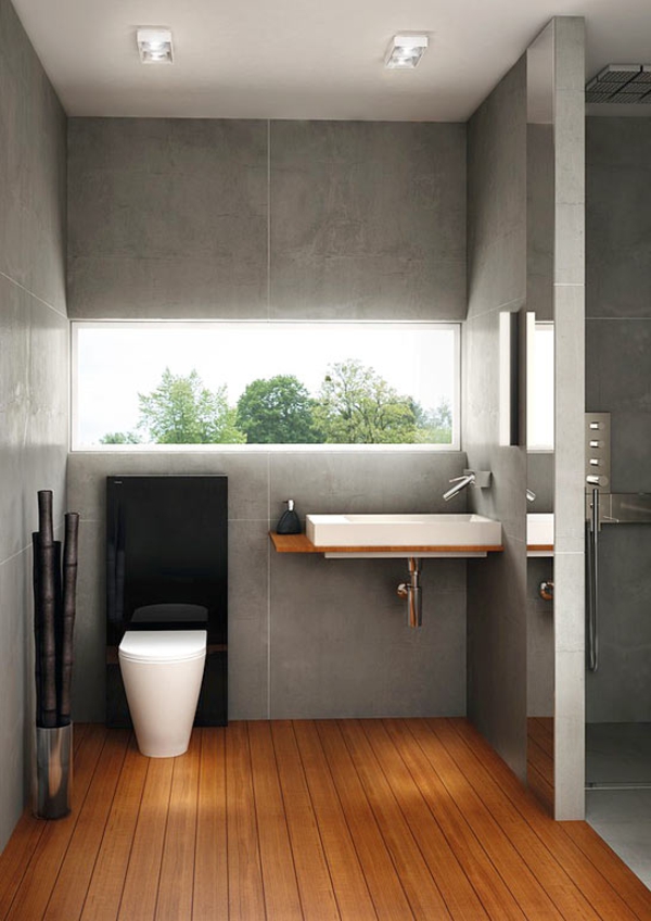 美丽的卫浴观念换badezimmergestalung与 - 棕木地板