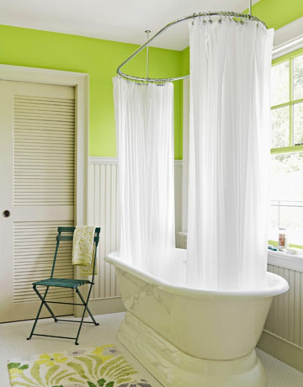 idées de salle de bain-très-beau-décor - décoration de rideaux blancs