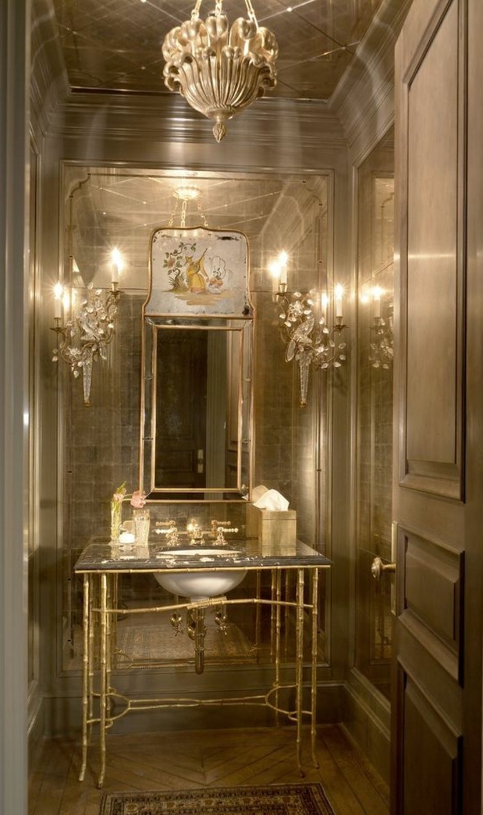 बाथरूम डिजाइन-विचारों-बदर-विचारों बाथरूम में सोने का मेकअप रेट्रो शैली