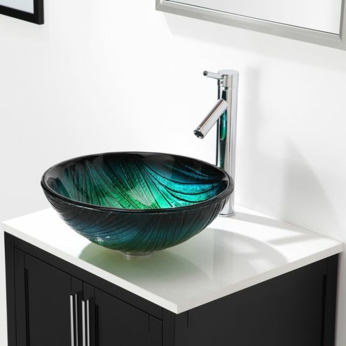 बाथरूम डिजाइन-विचारों-बदर-विचारों-आधुनिक-सिंक-इन-नीले और हरे रंग