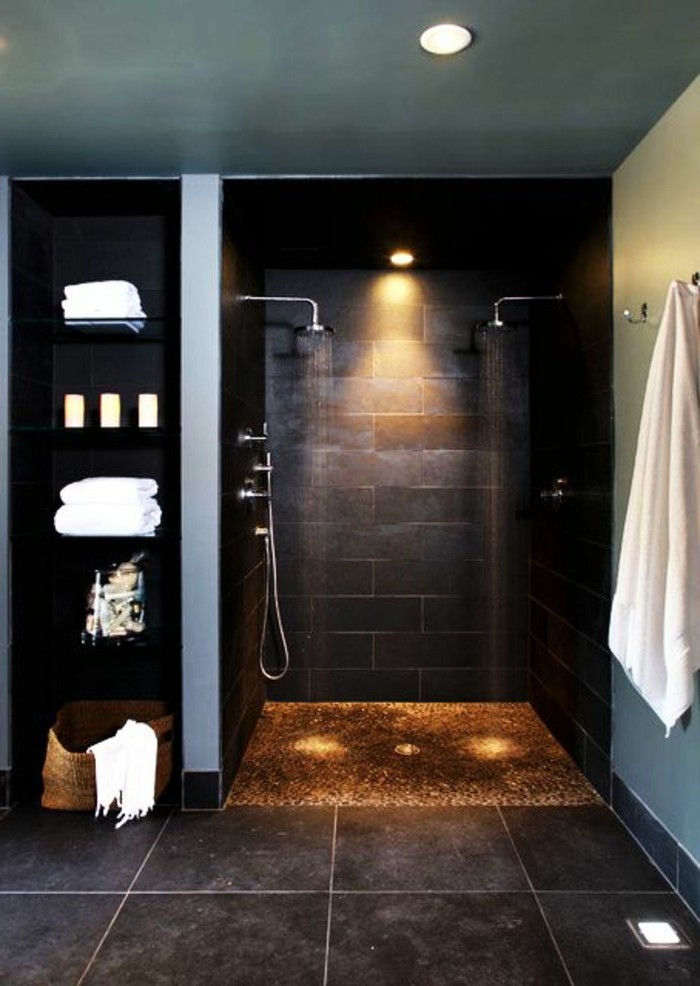 卫生间的设计思路 - 浴室设计在黑色与 - 简易房照明