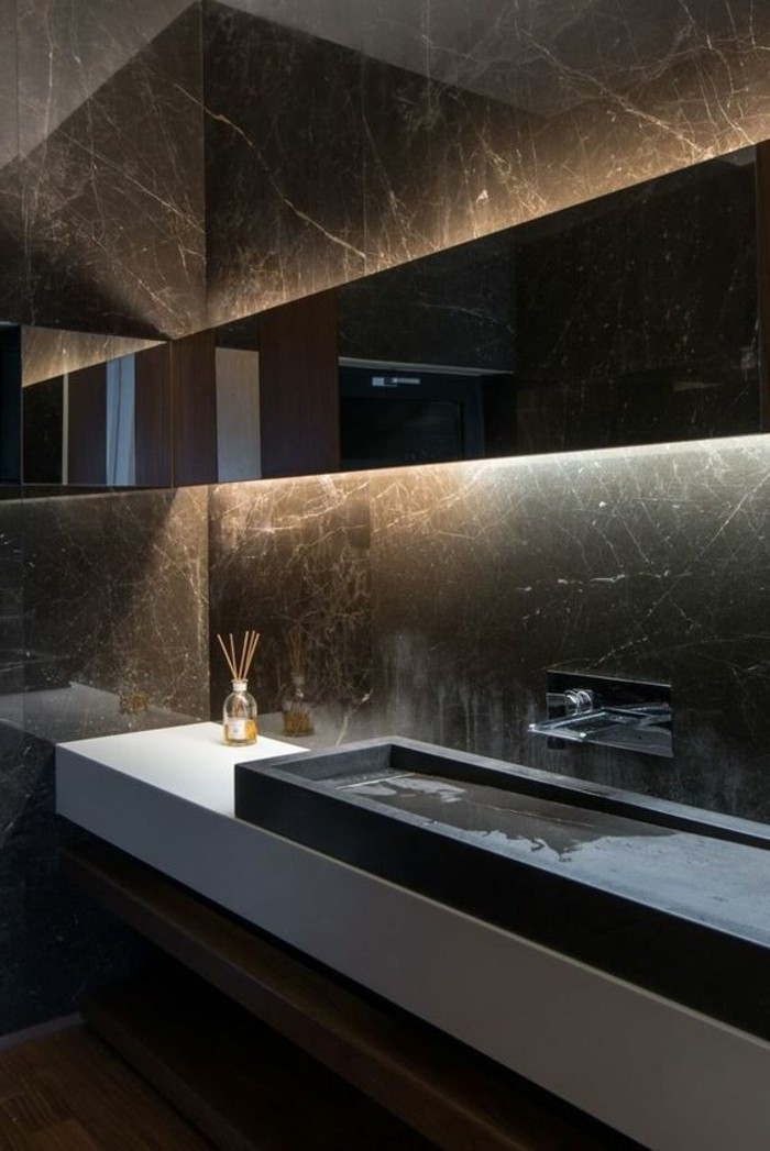 बाथरूम डिजाइन-विचारों-सुंदर-बदर-बाथरूम में काले के साथ-संगमरमर