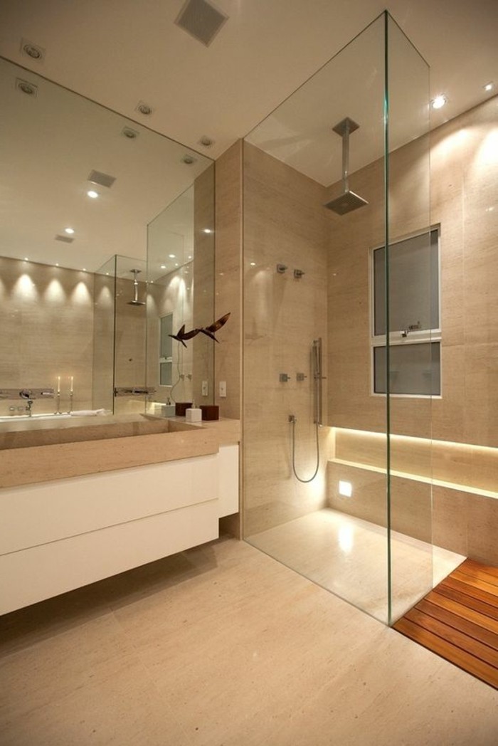 баня дизайнерски идеи мечта Бадер-баня-в-бежово-душ кабината на стъкло