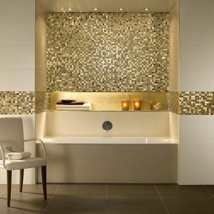 卫生间的设计思路梦巴德 - 浴室 - 在米色与 - mosaikflisen和金丹照明