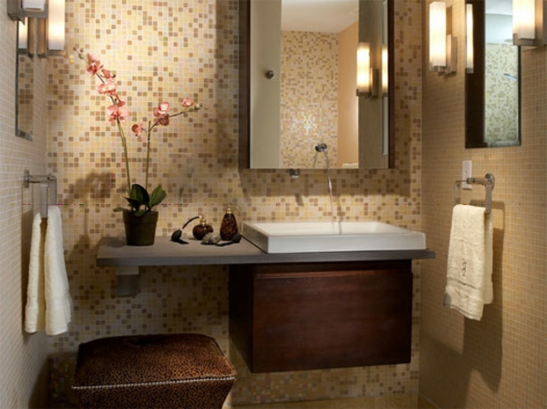 חדר אמבטיה מודרני-קישוט פרחים