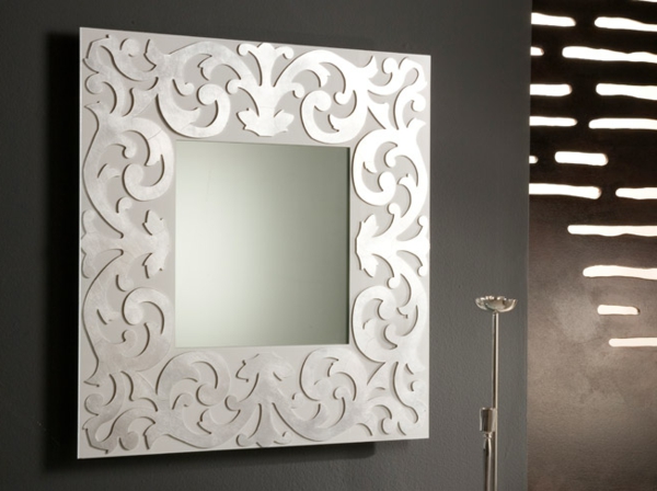 Cuarto de baño espejo de diseño, plata y marco