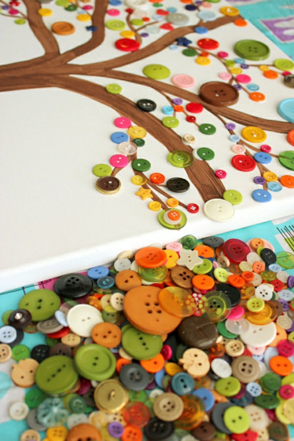 טינקר עם כפתורים, צבעוני, ציור עץ, רעיונות פשוטים