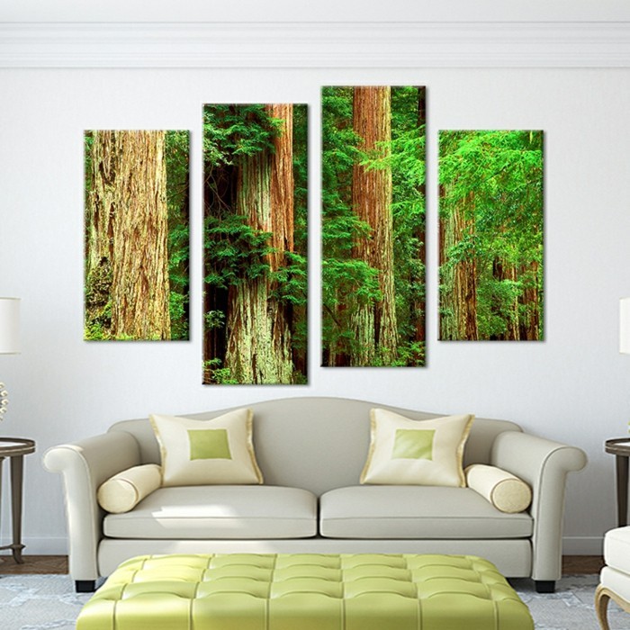 -Collage arbres forêt image toile-salon-Gruner-tabouret