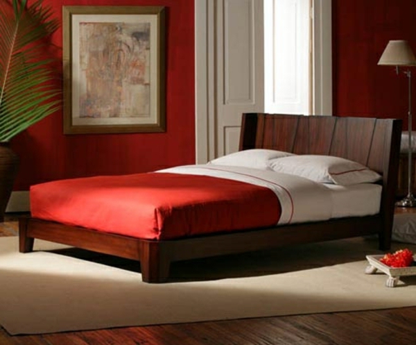 lit-dans-chambre-rouge-couleur-lit design