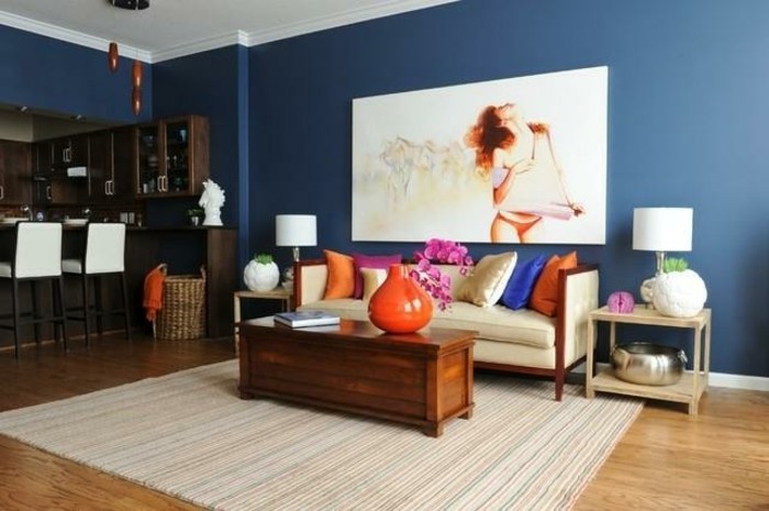 бежов килим-и-творчески стена дизайн стена цвят-бензин-модерен диван