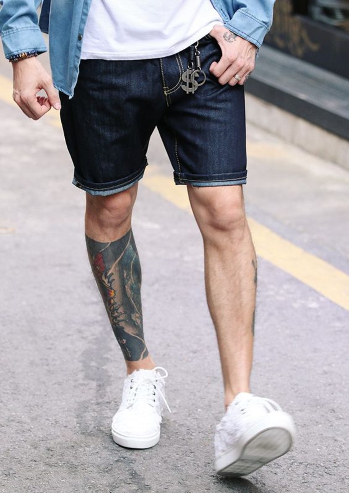 tatuaje de la pierna, tatuajes para hombres, colores, masculino