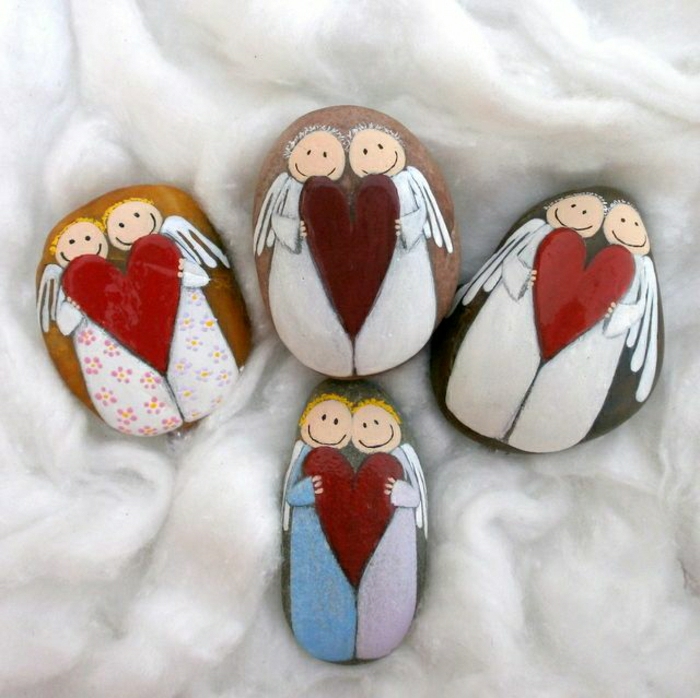 maalattu kiviä Angel Heart Puuvilla