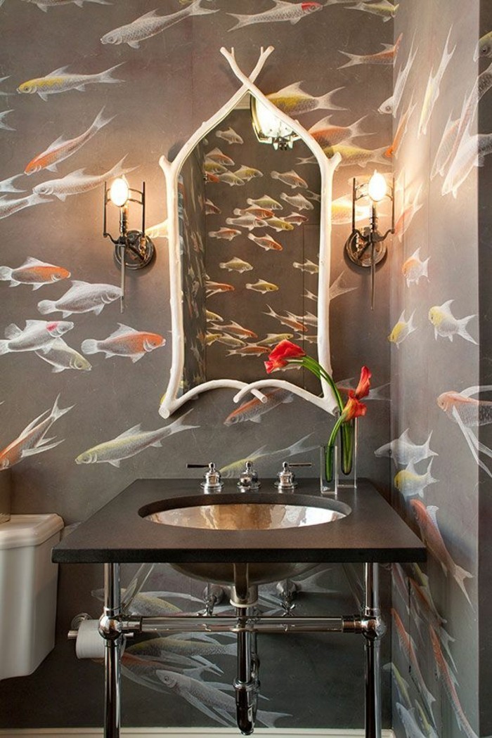 特殊壁纸罗汉鱼，美丽的墙设计