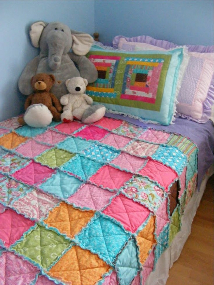 camas patchwork Unión colorido del cuarto de niños juguetes de peluche